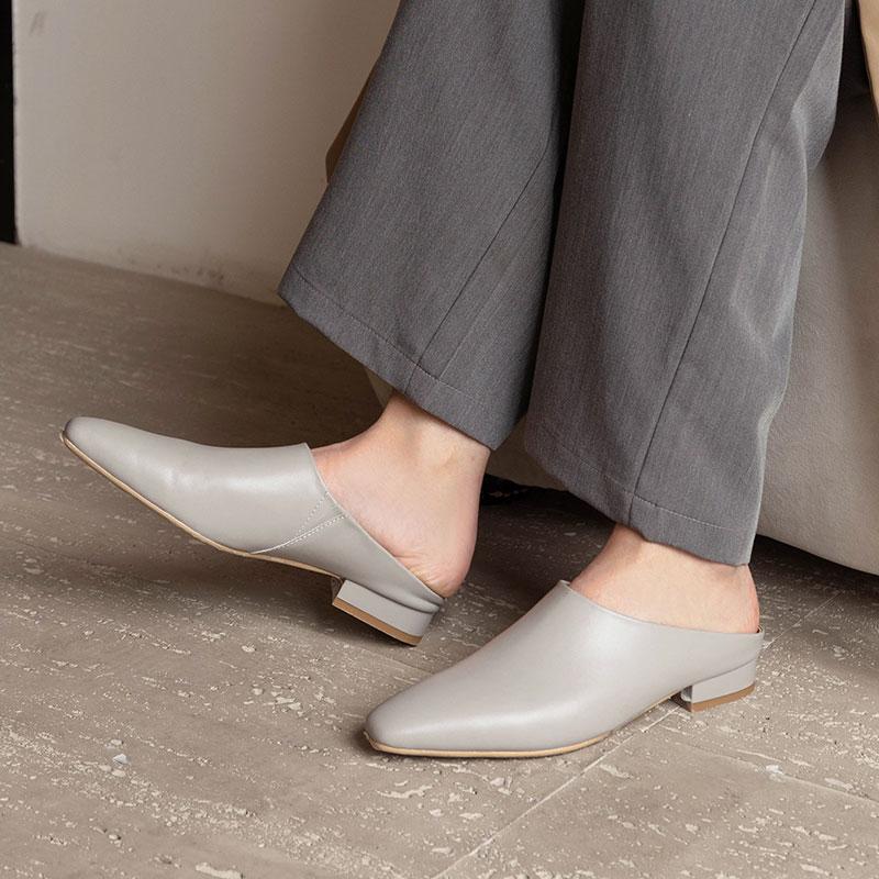 Fashion Footwear Low-heel Slides Slippers Shoes for Women 2025 Fashion Square Toe Ladies High Heels Pumps Slippers Shoes Female Mules