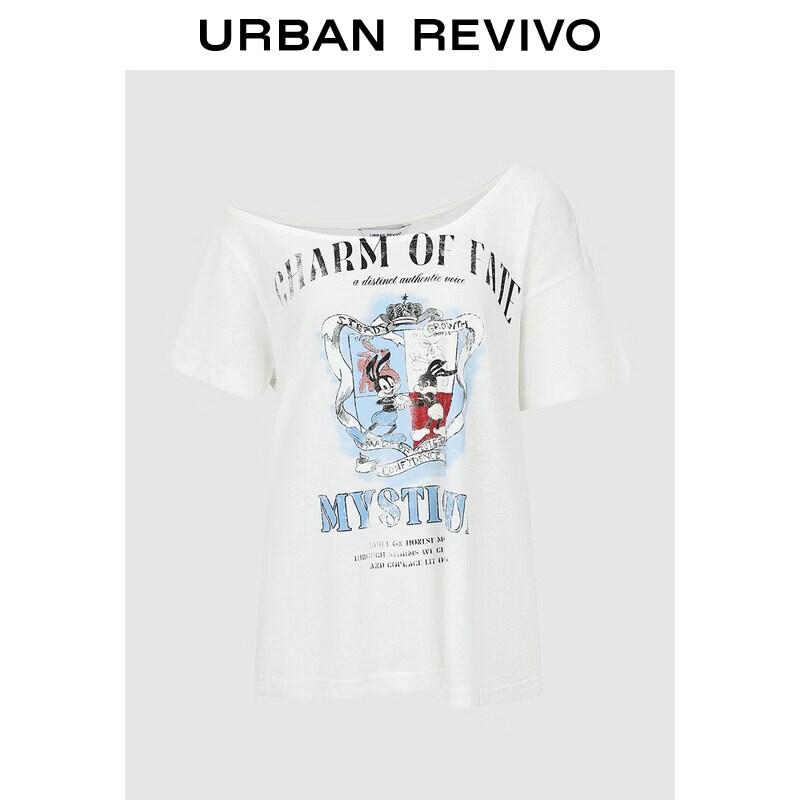 UR2026 Women s Retro Print Off-Shoulder T-Shirt XL
