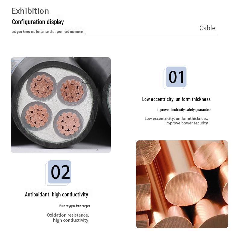 National Standard Pure Copper 3 Core EV Charging Cable, YJV Low Voltage, 4/6/10 sq mm