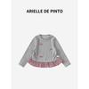French Arielle De Pinto Girls' Spring Base Layer Shirt with Gray Lace Long Sleeves and Sweet Top