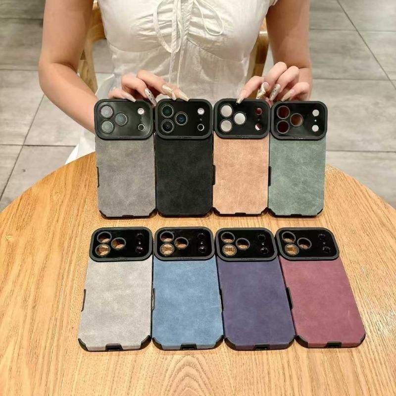 Luxury Matte Leather Silicone Case For iPhone 17 Air 16 15 14 Plus 13 12 11 Pro Max 7 8 XR X XS Lens Protection Shockproof Cover