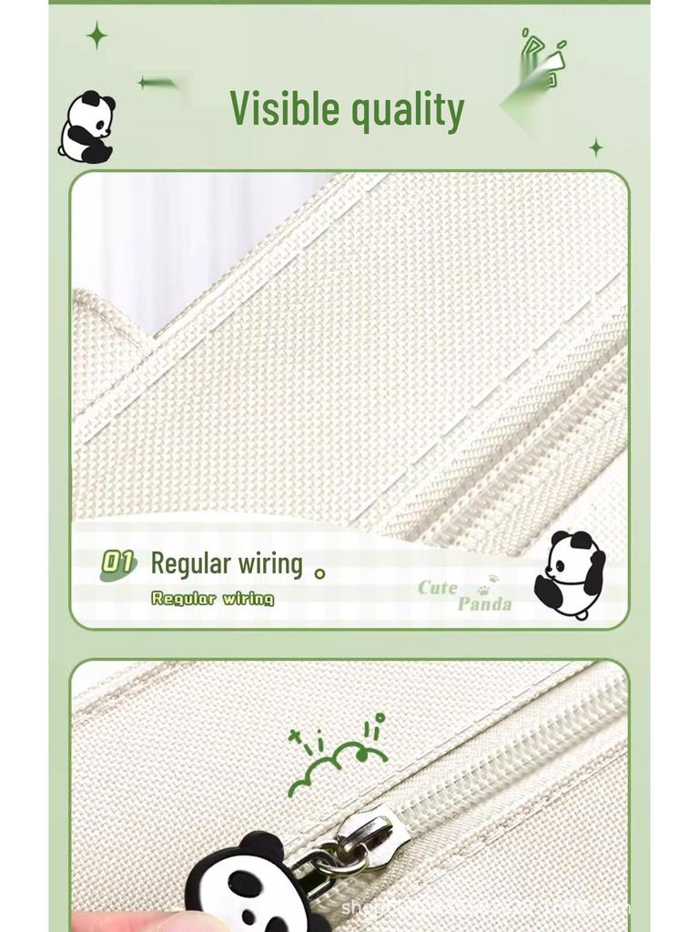 Panda Canvas A4 Tote Bag - Large Capacity for Students and Children's Books