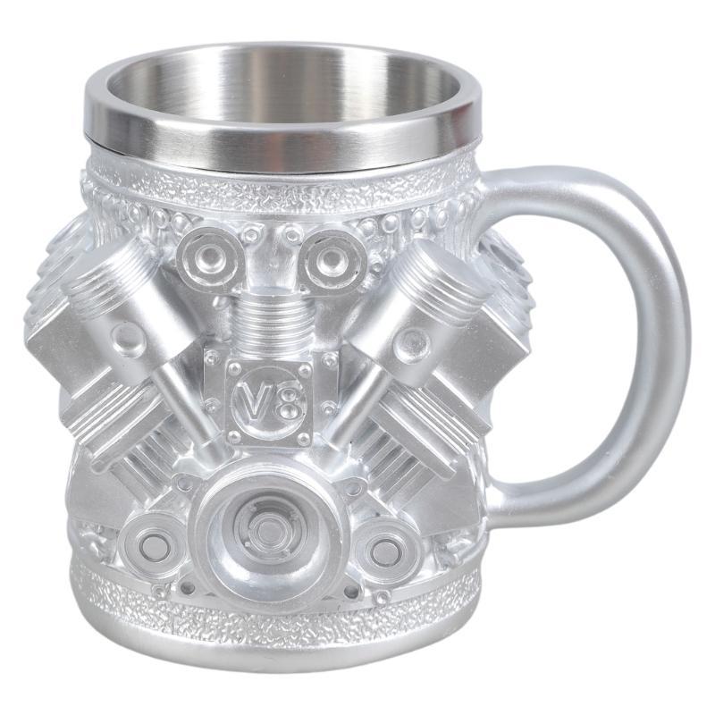 G8DA Automotive Themed Stainless Steel Insert Cup Mechanical Detailing Resin Coffee Mug Insulated Drinkware For Daily Use
