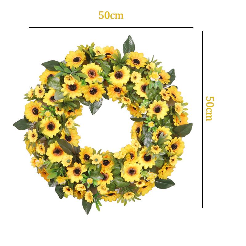 

Искусственный венок из подсолнухов 20 дюймов весенний летний большой венок весенние цветы зеленые листья для декора входной двери стены окна
