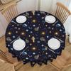 Universe Pixel Design of SpacecraftsIn War Tablecloth Round Oilproof  Table Cover Cloth for Dining Room 70 Inch