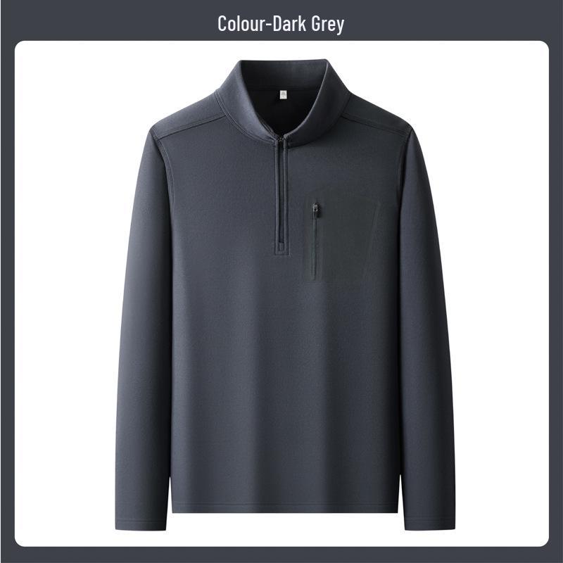 Men's Autumn/Winter Stand-Up Collar Fleece Sweatshirt: Warm Half-Zip, Long-Sleeve, Fashionable & Versatile for Outdoor Sports.