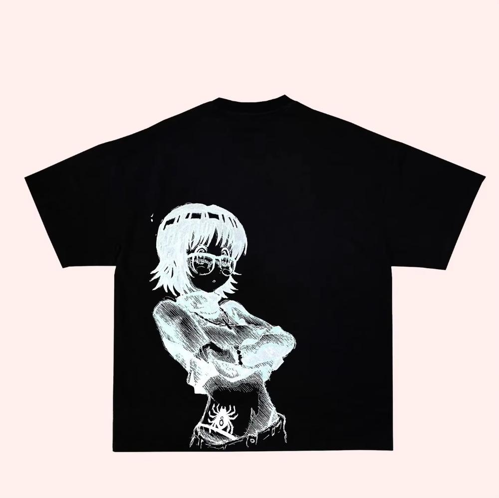 Street Style Anime Style Tshirt Hiphop Tshirt Unisexs Tshirt Retro Fashion Printed Pattern Casual Tshirt