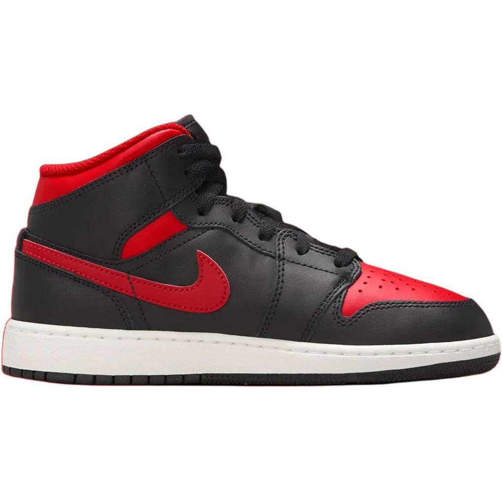 Jordan 1 Mid GS Black Red Kids Sneakers DQ8423-067