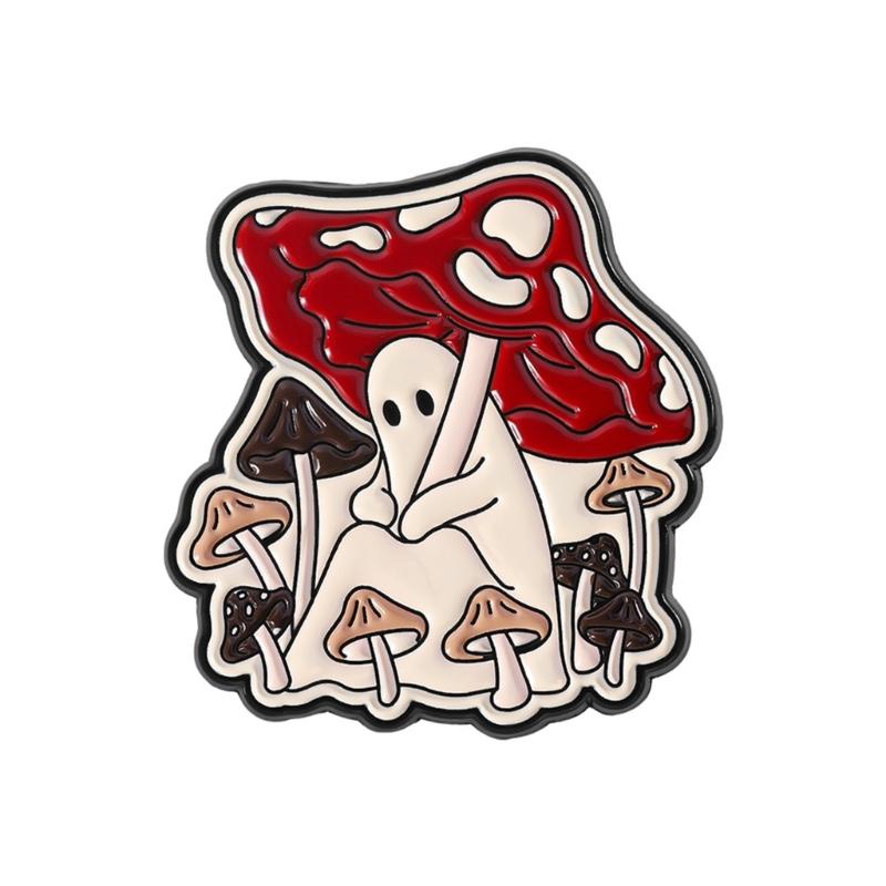 Playful Alloy Creative Mushroom Brooch Cartoon Design Hobgoblin Tale Theme for Fashion Accessory and Unique Expression
