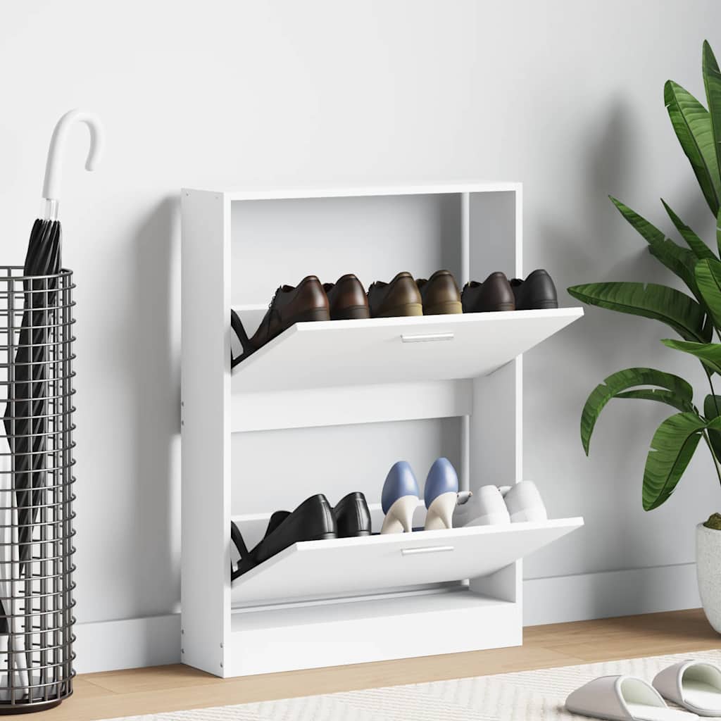 Shoe Cabinet White 59 x 17 x 81 cm Engineered Wood