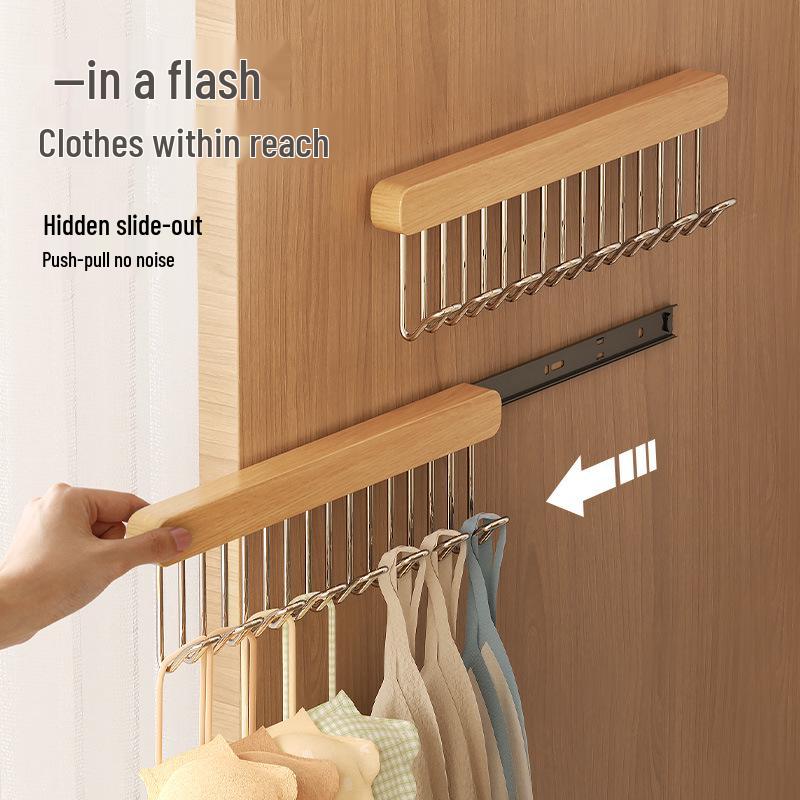 Telescopic Sling Hook Wardrobe Clothes Drying Rack for Underwear and Vest Storage