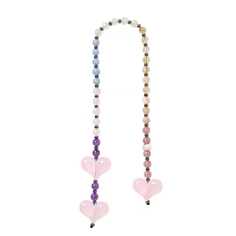 Bag Charm For Women Y2K Accesories Love Heart Pendant Colorful Beads Chain  Lady Jewelry