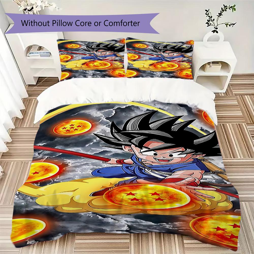 Son Goku Anime 3-teiliges Bettbezug-Set, Digitaldruck Bettwäsche, Ohne Füllung, Weiches Kinderzimmer Geschenk -HYQ29
