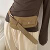 Riñonera Coreana, Riñonera Retro de Gamuza Marrón con Correa Ajustable y Bolsillos, Bolso de Falda Y2k para Chicas, Riñonera Vintage para Mujer con Correa Ancha
