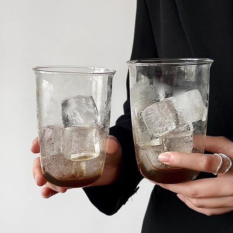 Large Capacity Glass Cup Coffee Cold Drink Cup High Transparency Latte Cold Drink Coffee Milk Cup Household Drinking Glass Cup
