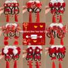 Fermacapelli Rosso a Fiocco Stile Antico - Accessorio Festivo per Hanfu da Bambina, Perfetto per le Celebrazioni di Capodanno