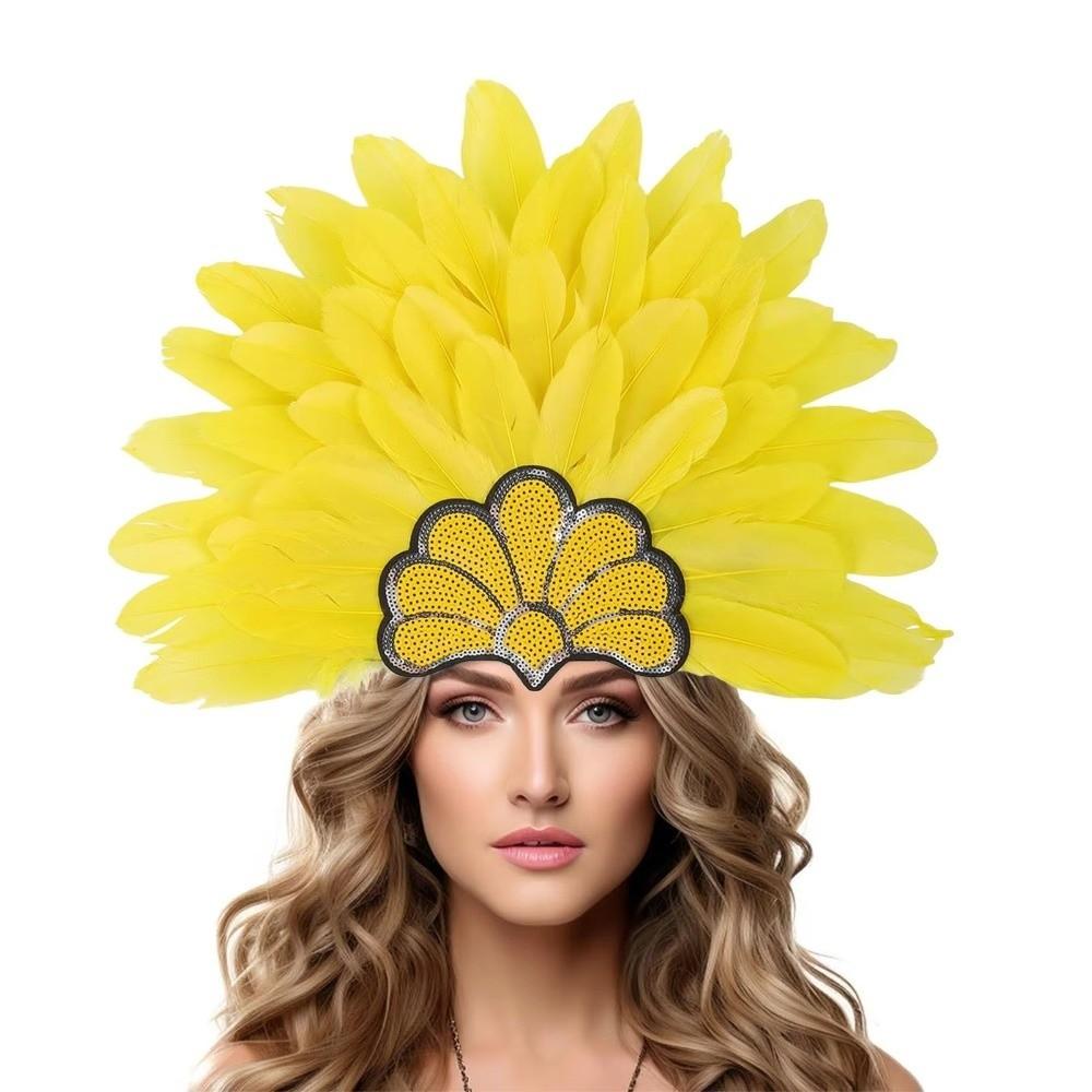 Brazilian Carnival Feather Headpiece Stage Performance Feather Headdress  Hawaiian Party Accessory