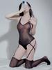 Sexy Oil Shiny Glossy Bodysuit Tops Sets Bandage Garters One-Piece With Stocking Sheer Women'S Open Crotch Erotic Tights