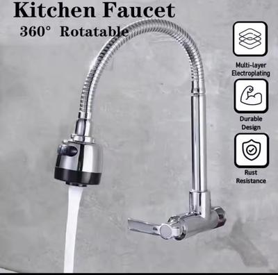 Torneira de Cozinha de Parede 360° Monocomando Fria Universal para Pia de Legumes Banheiro Pia de Aço Inoxidável Torneira para Varanda