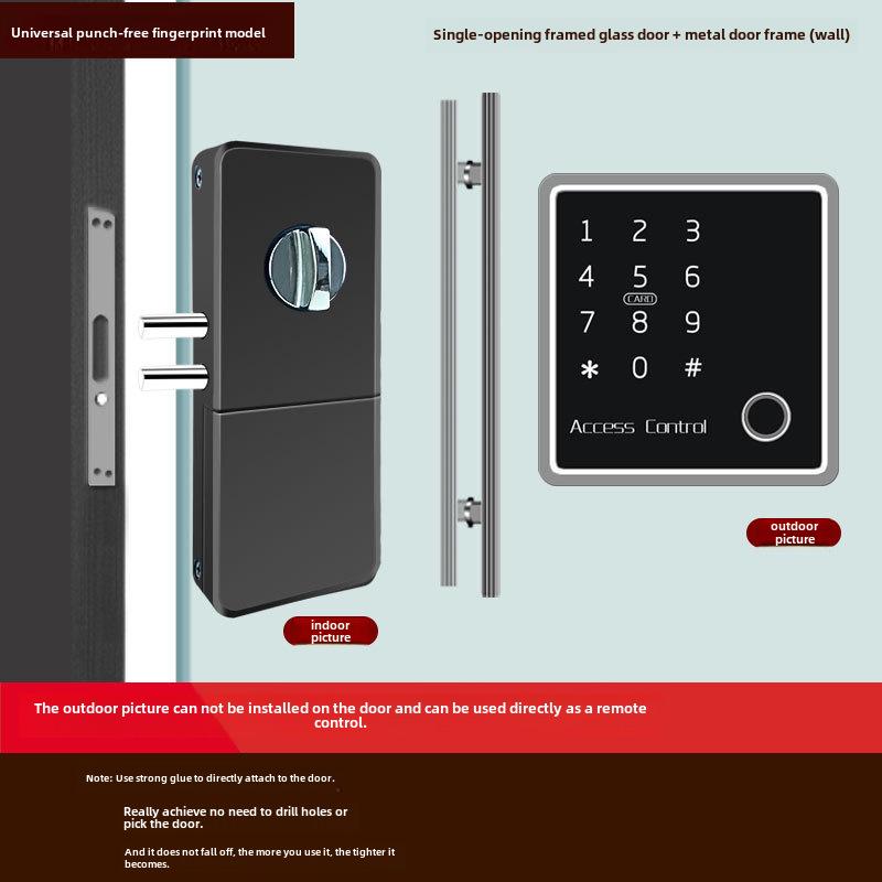 Punch-Free Glass Door Smart Lock: Remote-Controlled Fingerprint Lock for Single & Double Doors