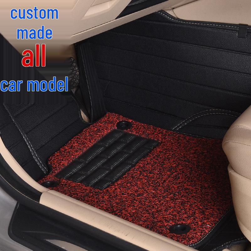 Custom Leather Car Floor Mats: Horizontal Stripe, Double-Layer, Full Surround Design