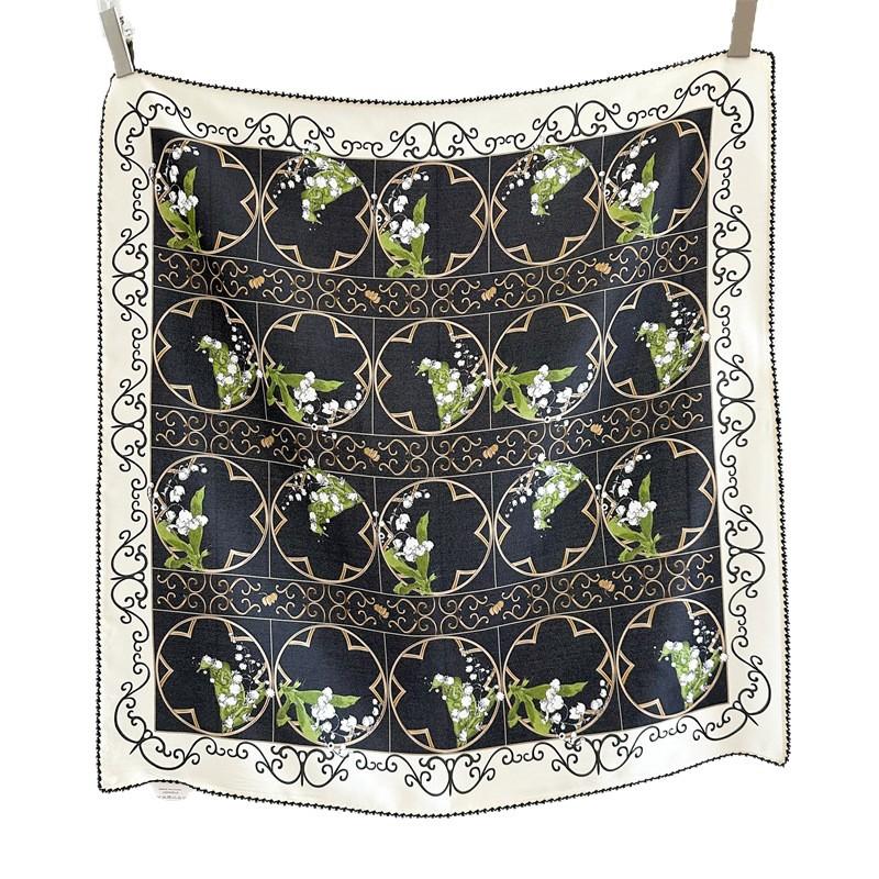 Silk Silk Scarf Women's Spring Summer New Crochet Mulberry Silk Temperament Printing Versatile Chinese Square Scarf Outer Scarf Shawl