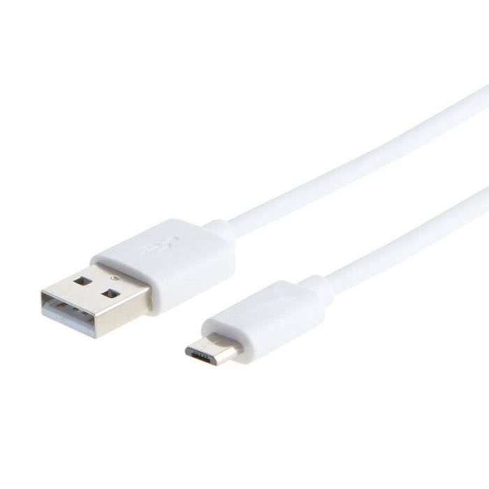Câble Chargeur Micro USB - Blanc - 2M - Compatible Samsung et Huawei - Idéal pour Android