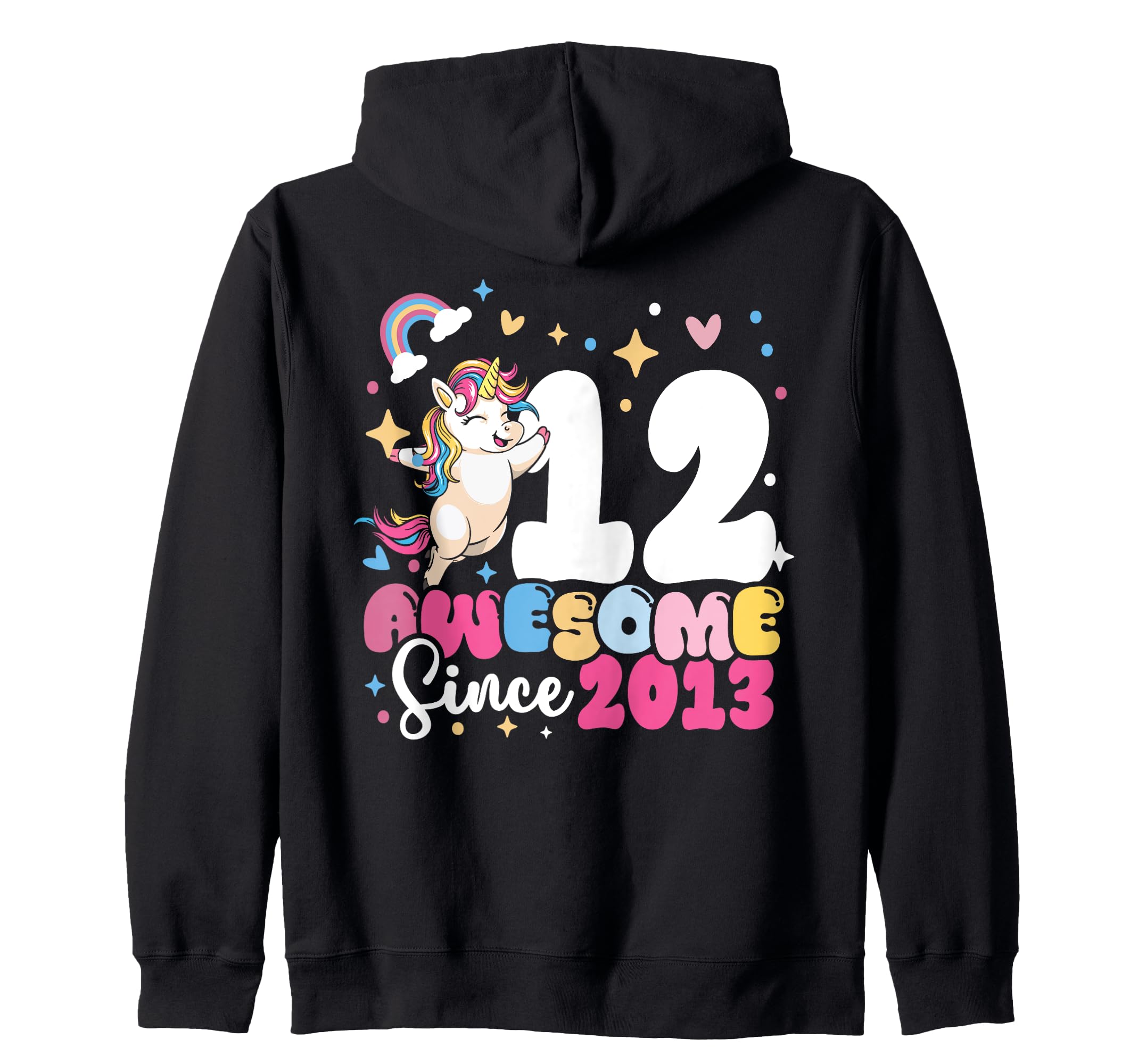 12th Birthday Unicorn Awesome Since 2013 12-Year-Old Kids Zip Hoodie