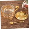 Sugar Bowl with Lid and Spoon Gold Glass Seasoning Spice Jar Candy Jar Set for Kitchen Coffee Bar Wedding Party