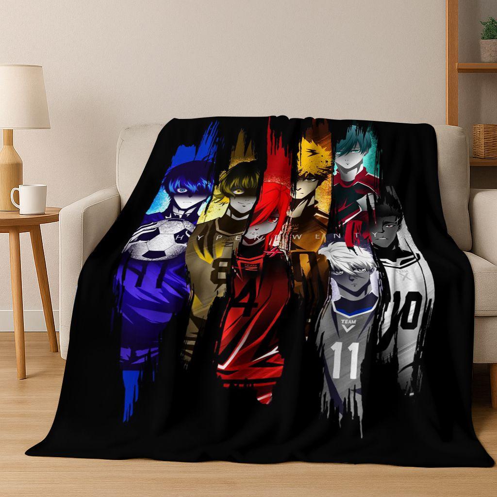 Cartoon BLUE LOCK Football Anime Isagi 3D Flannel Blanket,Warm and Cozy Soft Throw Blanket for Home Bedroom Bed Sofa Cover Kids
