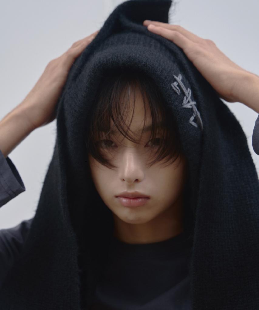 Ladeuedisyeon Lad Wool Knit Hooded Muffler_Black
