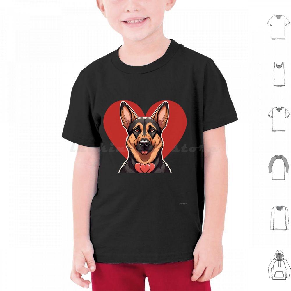 Cute Valentine German Shepherd Dog T Shirt Men Women Kids   Valentine Valentine Dog German Shepherd Cute Dog Dog In Heart