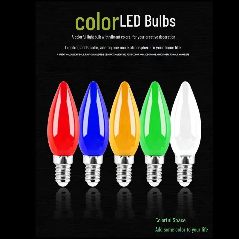 

LED Colored Candle Light Bulb E12/E14 - Pointed, Chili, Millet, Mini Altar Lamp E12 Warm Light