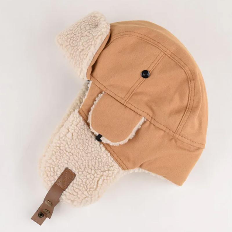 Pilot hat for men and women outdoor riding warm skiing cold hat cold protection ear protection plush canvas splicing Lei Feng hat