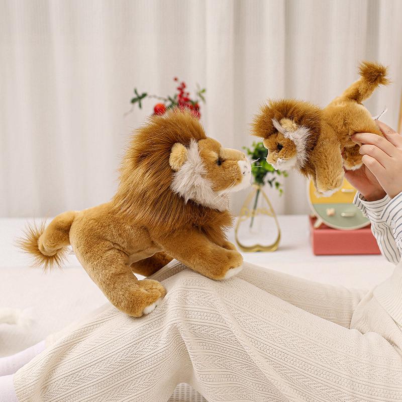 Artificial Lion Animals Yellow White Soft Dolls Throw Pillow Baby Children Sleep Appease Doll Room Decor Birthday Gift for Baby`