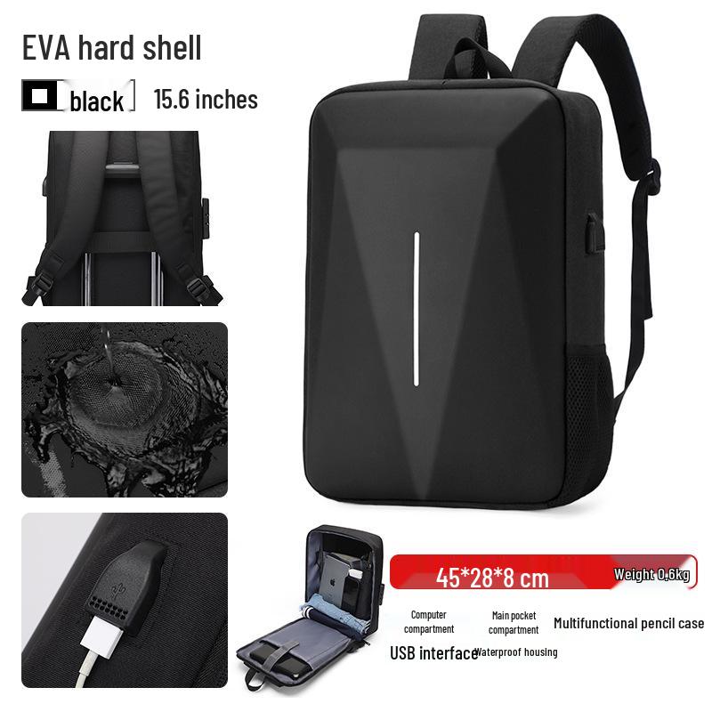 Wasserdichter Business-Rucksack für Herren mit Schloss - Hartschale, Doppelschulter, Lässige Computer- und Schultasche