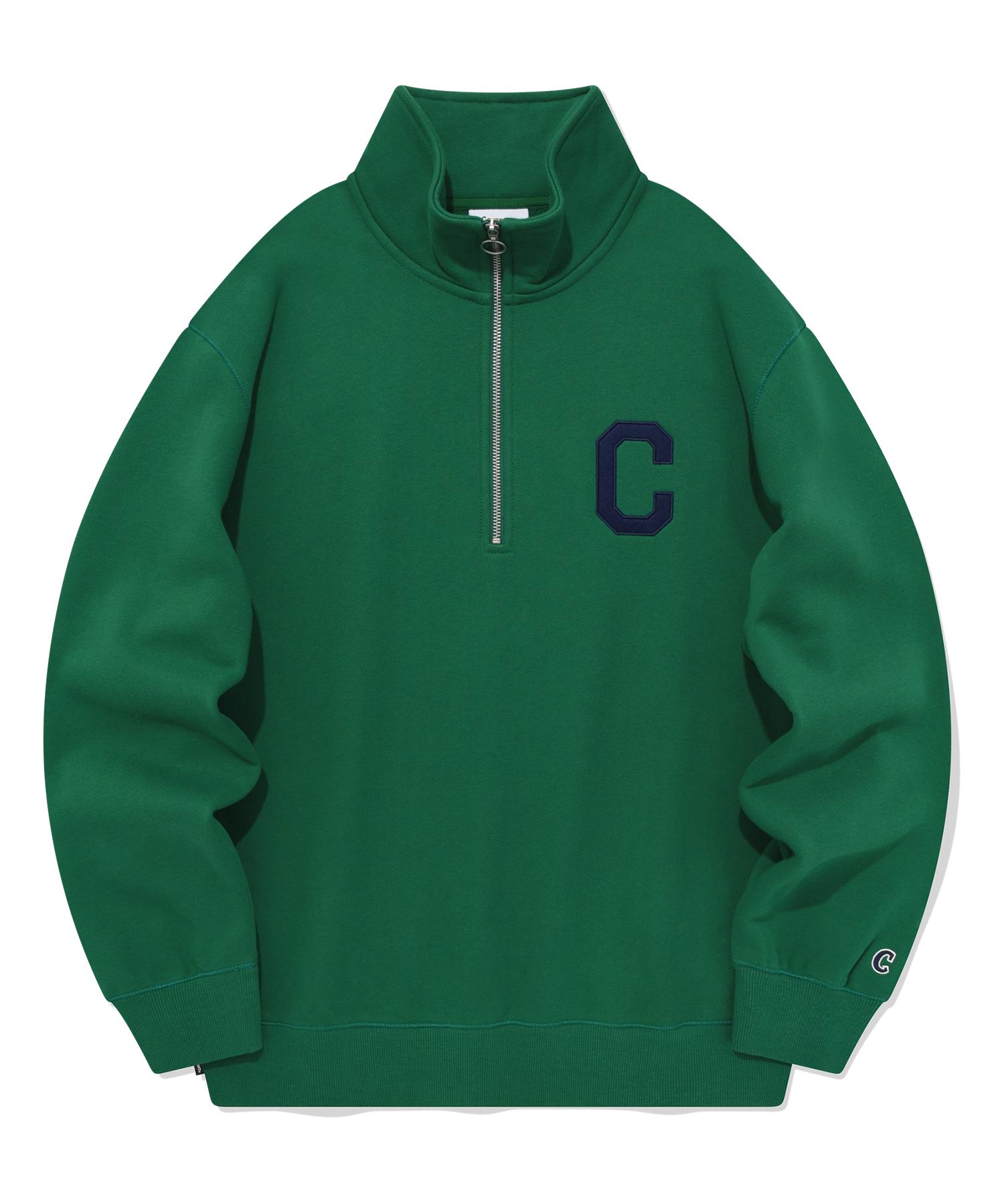 Свитшот Covernat с логотипом C, с молнией до середины, зеленый Green/L
