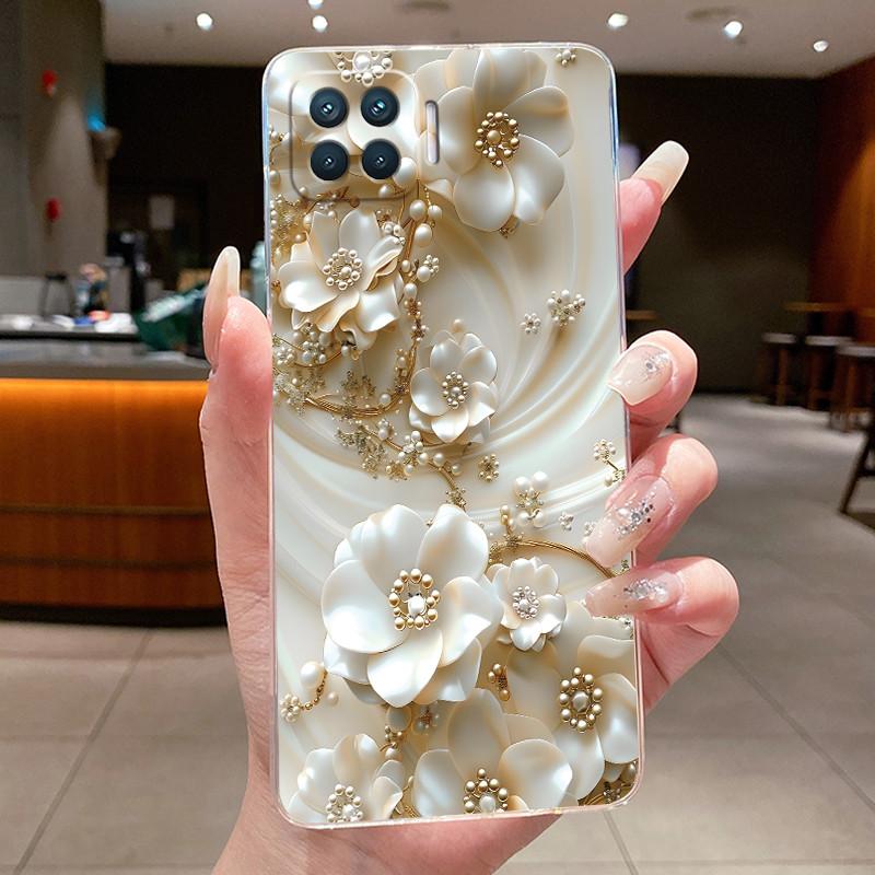Phone Case For OPPO Reno4 Lite 4 F Flower Butterfly Casing For Oppo Reno 4 Lite 4F Capa Transparent Soft Silicone TPU Back Cover