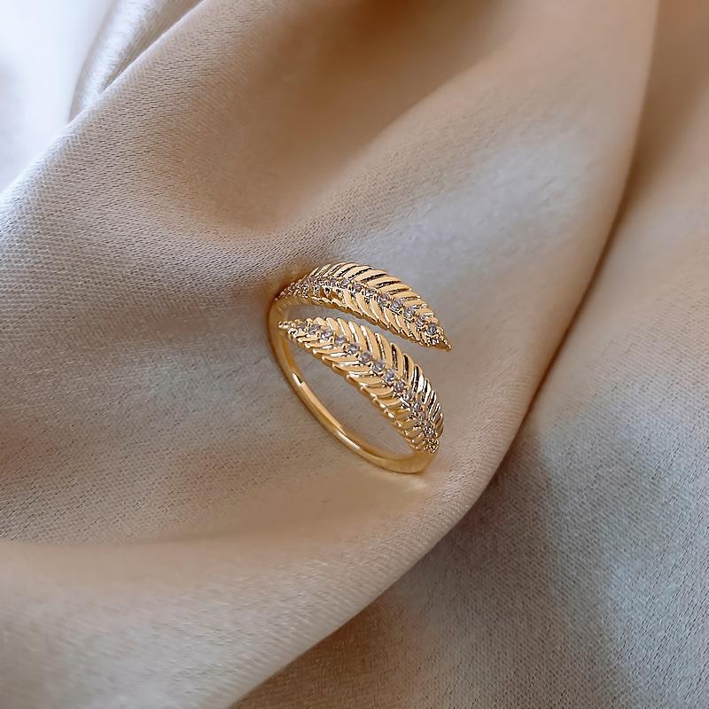 New Luxury Leaf Branch Shape Open Rings For Women Korean Party Exquisite Finger Ring Girls Minimalist Unusual Jewelry Gifts