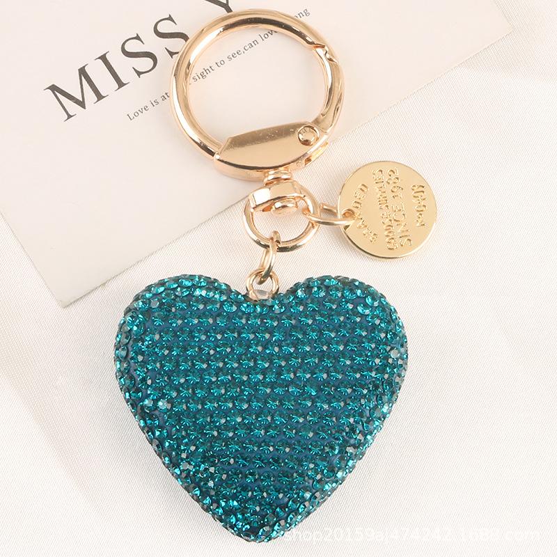 Rhinestone Keychain Heart Key Chains Peach Heart Car Keychain Women Handbag Bag Pendant Metal Crystal Keyring Accessories Gift