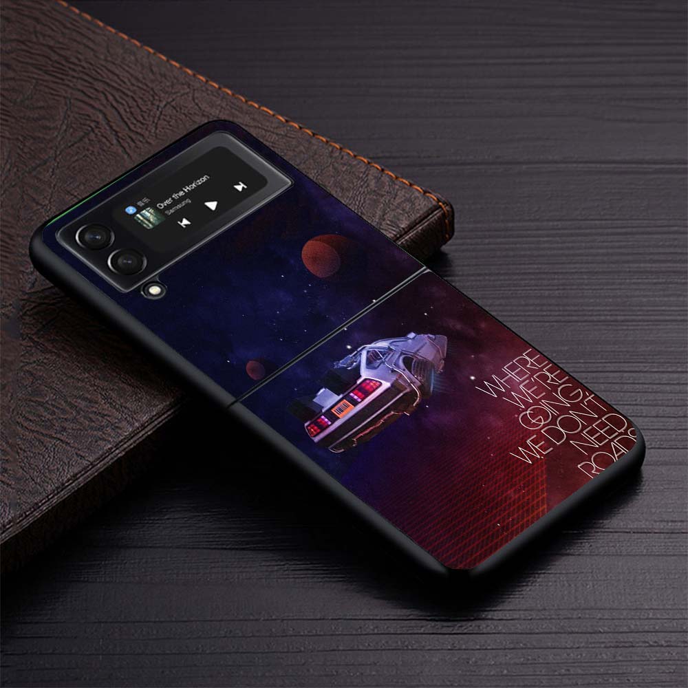 Back To The Future Time Machine Phone Case For Samsung Galaxy Z Flip3 Flip4 Flip5 Flip6 Flip7 For Z Flip 7 6 5 4 3 5G Hard Foldi