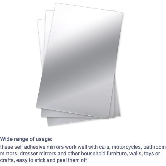 BBTO 10 Pieces Self Adhesive Acrylic Mirror Tiles 6 x 9 Inch Flexible Rectangular Mirror Sheets Wall Stickers for Home Living Room Wall Decor