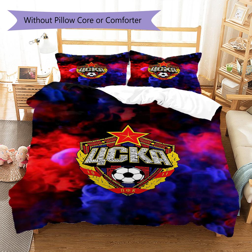 CSKA Moscow Logo Pattern Bedding Set Quilt Cover Pillowcase Home Decor Gift (1 * Duvet Cover + 2 * Pillowcase, Without Core)
