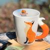 Handmade Ceramic Mug With 3D Fox Relief Design Cute Cartoon Coffee Cup Graduation Gift Office Use