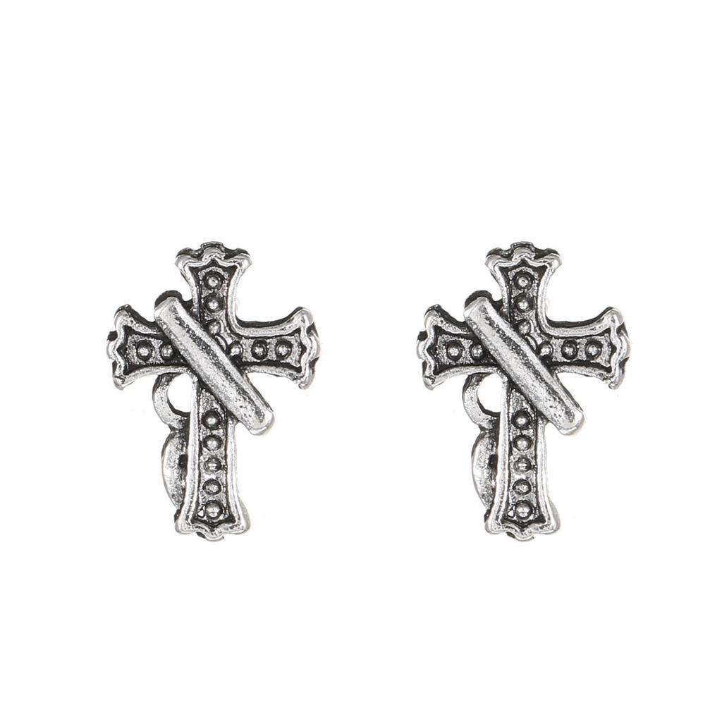 Gothic Rhinestone Cross Dangle Earrings for Women - European and American Style