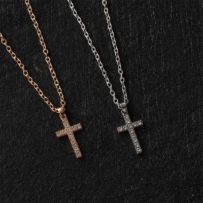 Color Zinc Zinc Alloy Choker Rhinestone Cross Women Necklaces Korean Style Cross Necklaces Clavicle Chains