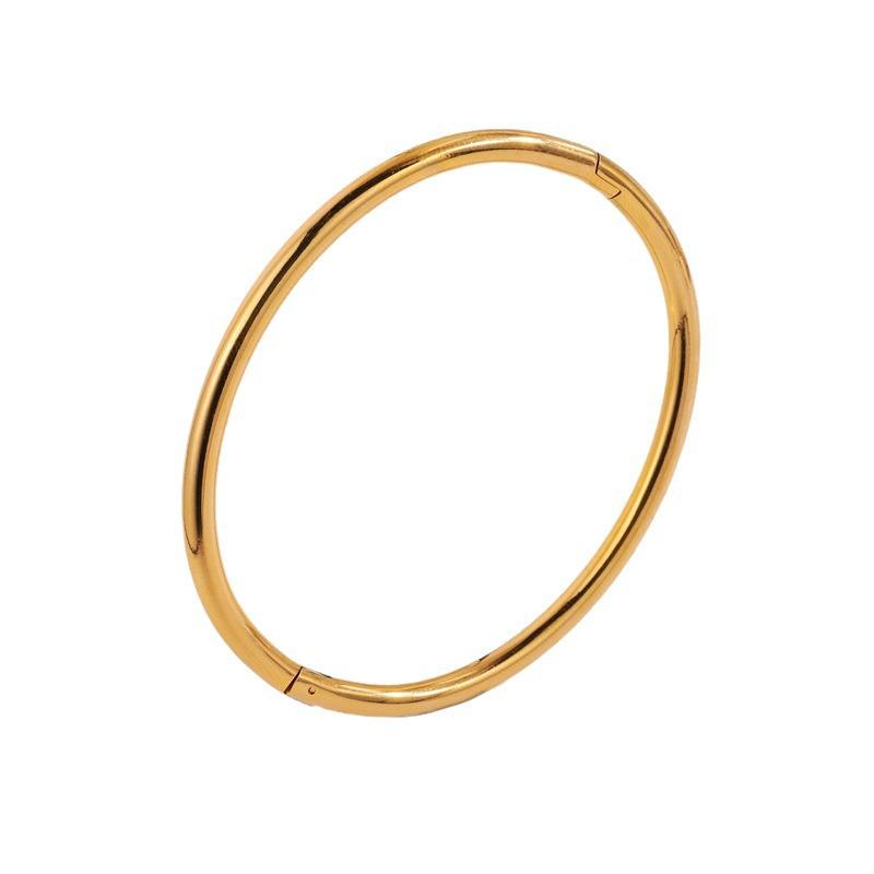Women's High-End Fashion Titanium Steel Open Bangle - Polished, Colorfast, Round Design