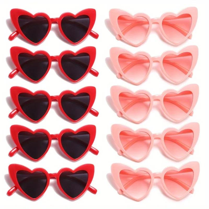 10pcs Peach Heart Glasses Frame Novelty Combination New Trendy Casual Daily Decoration Props for Men and Women Same Style Party