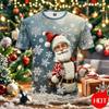 Funny 3D Snowflake Print Men's T Shirt Christmas Casual Loose Short Sleeve Tops Fashion New Year Gift
