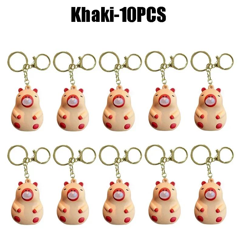 Capybara Pinch Music Toy Blowing Bubble Keychain Girls Capybara Doll Decompression Toys Children's Schoolbag Pendant